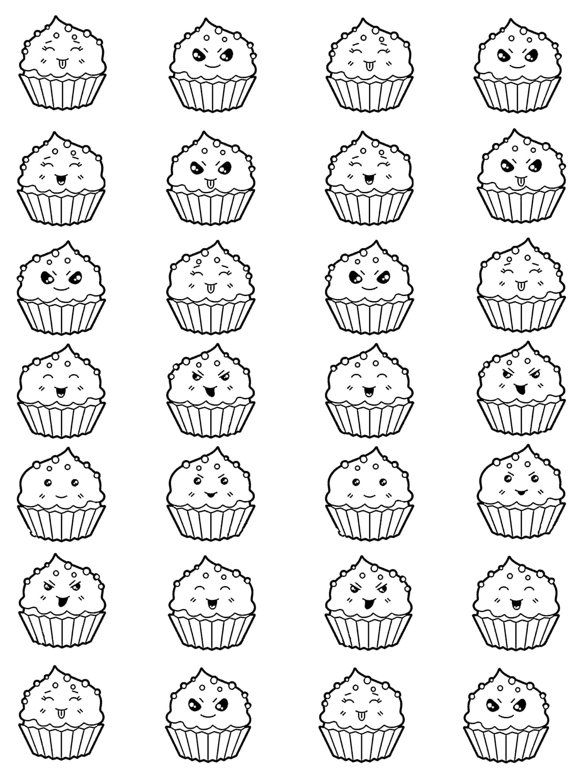 Kostenlose Essen Kawaii Cupcake Zeichnung Ausmalbilder Kostenlos