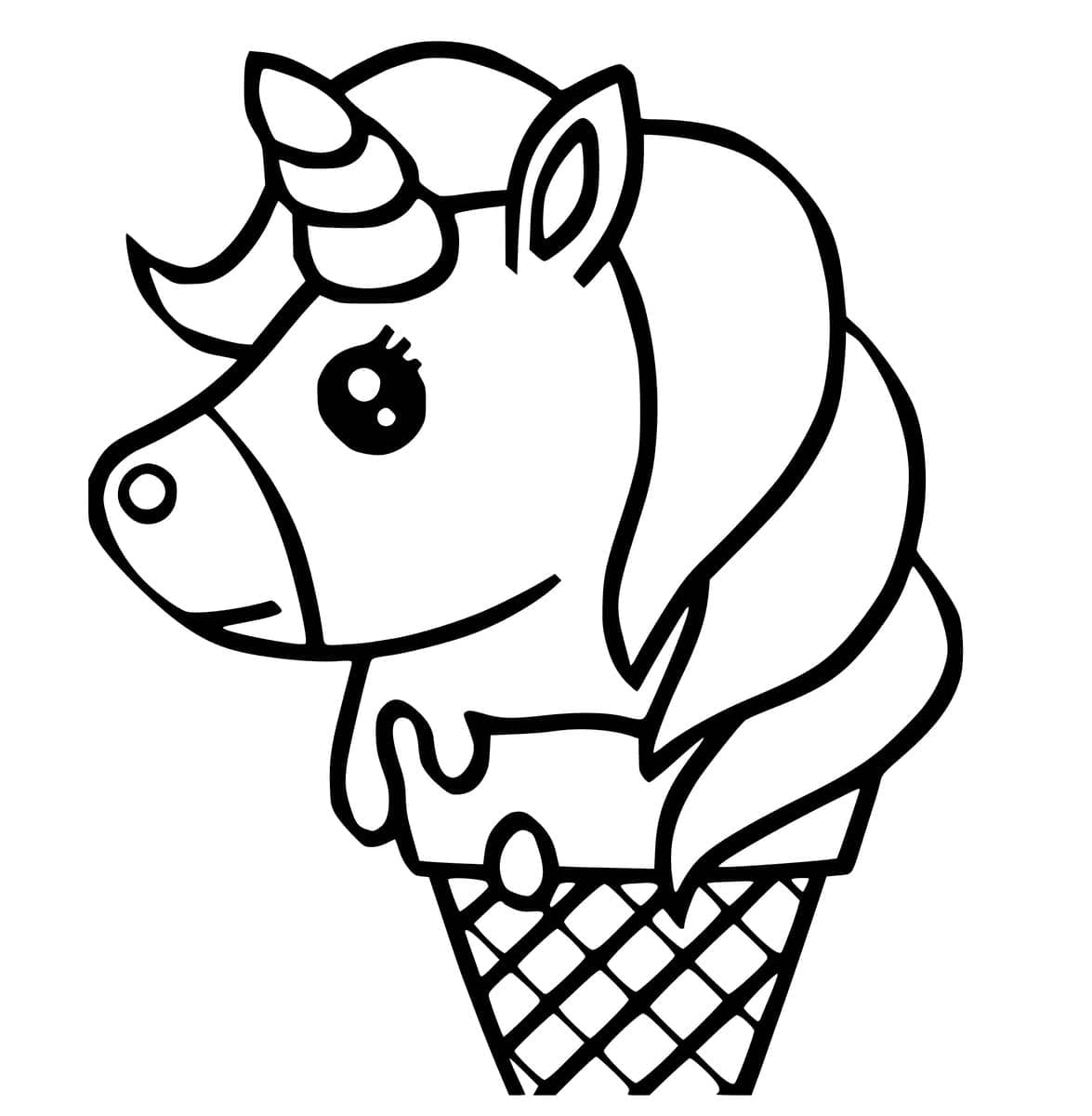 Kawaii Einhorn Eiscreme Ausmalbilder Kostenlos Herunterladen