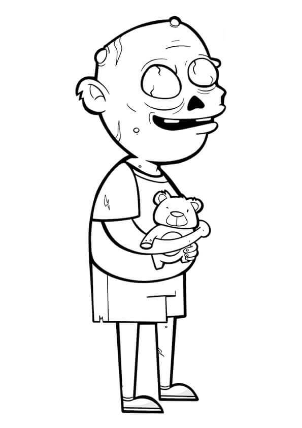 Zombie hält Teddybär
