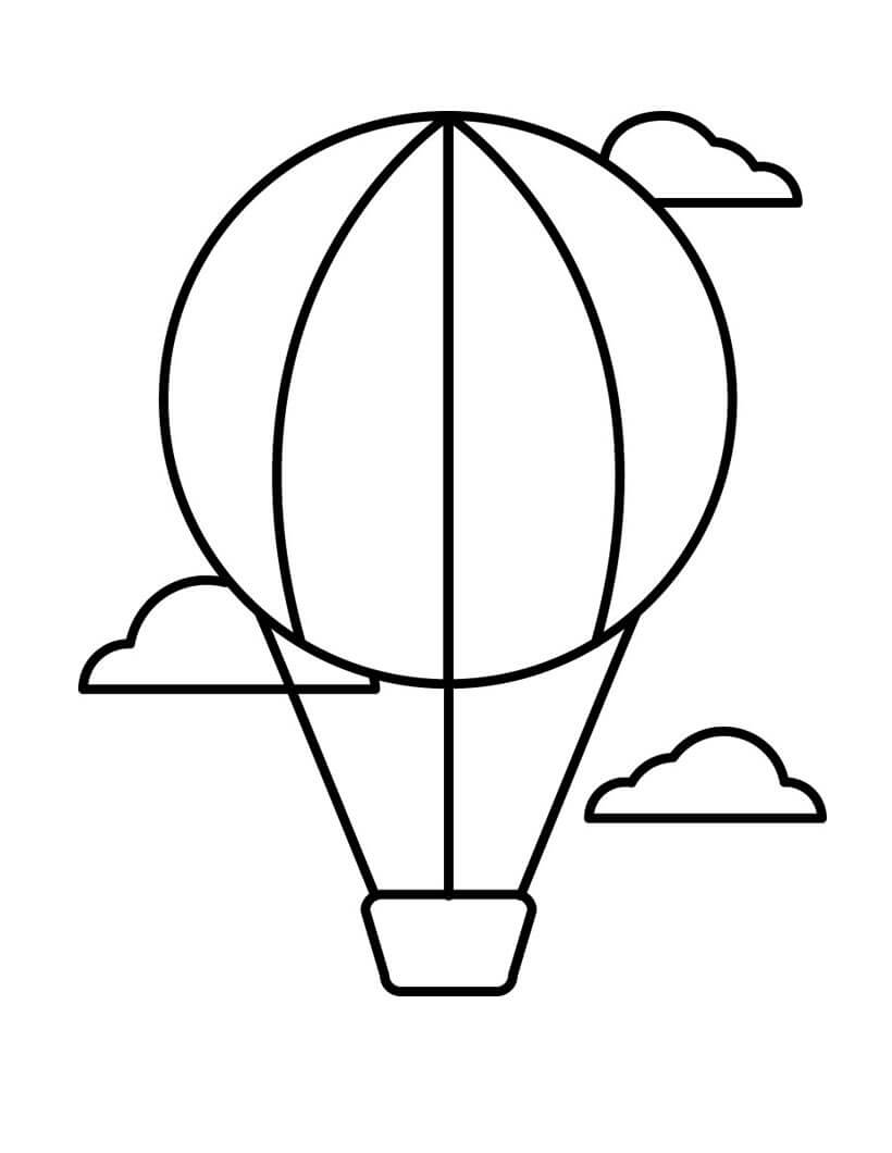 Einfacher Heißluftballon und Wolken