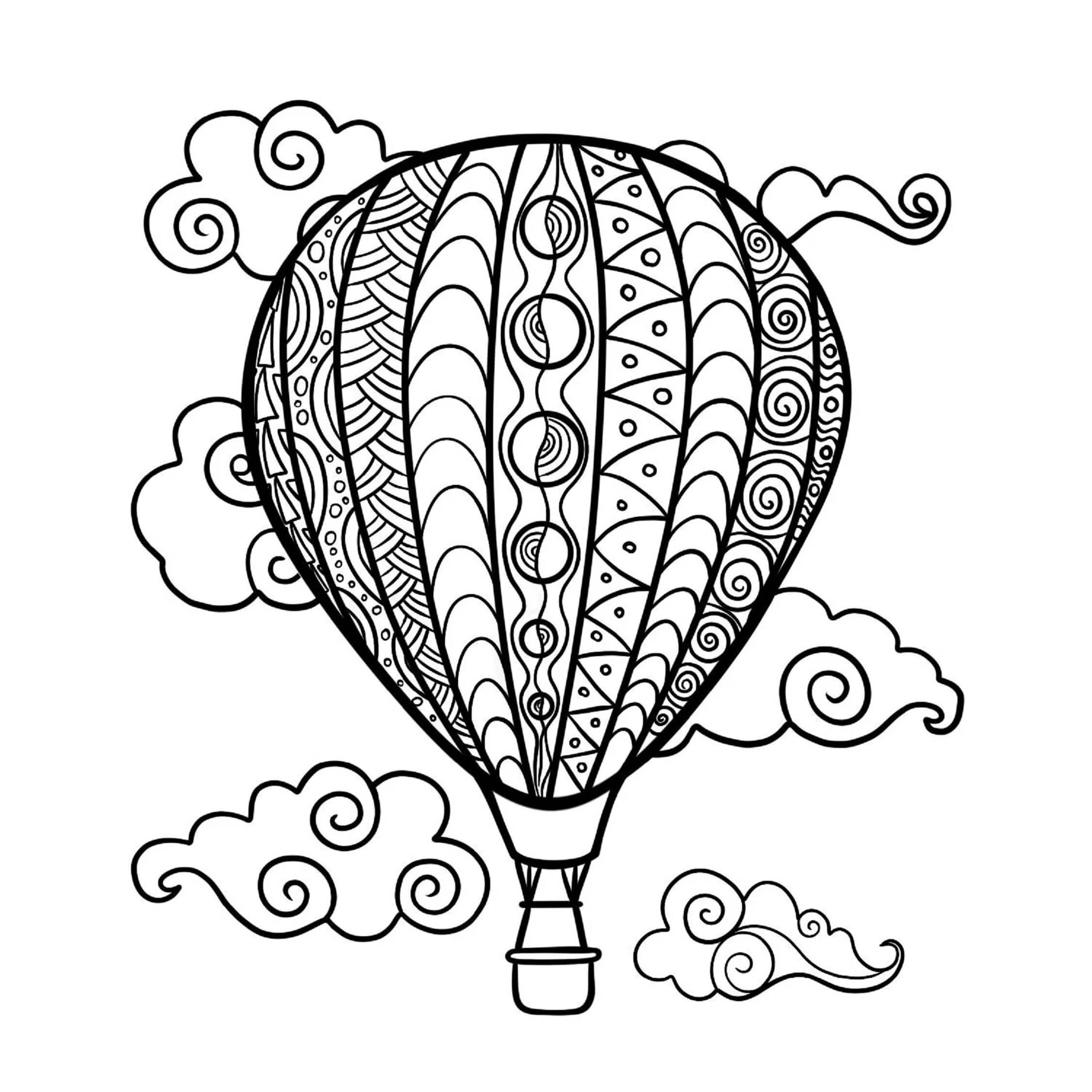 Heißluftballon-Mandala mit Wolken