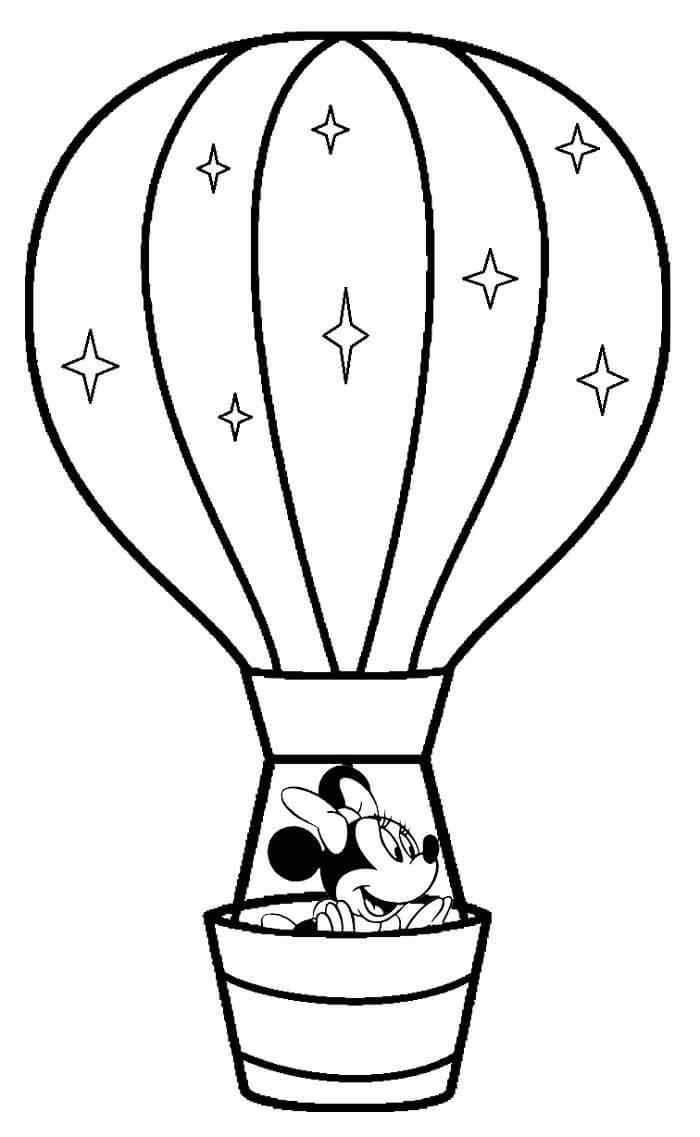 Minnie Mouse in einem Heißluftballon