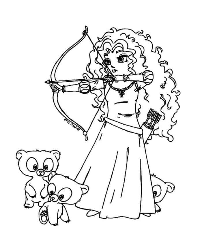 Prinzessin Merida Archer und drei Tiere