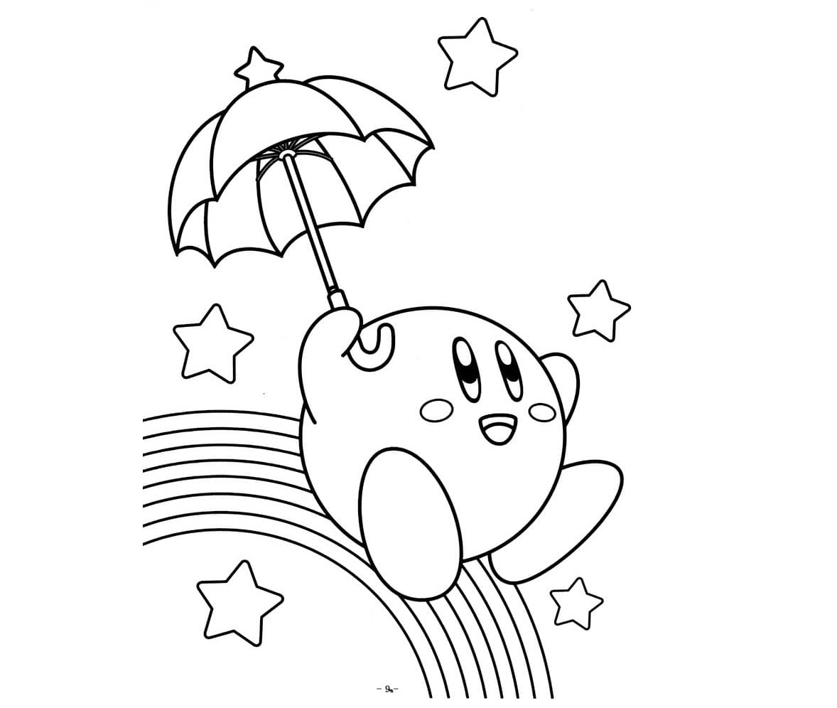 Niedlicher Kirby mit Regenschirm