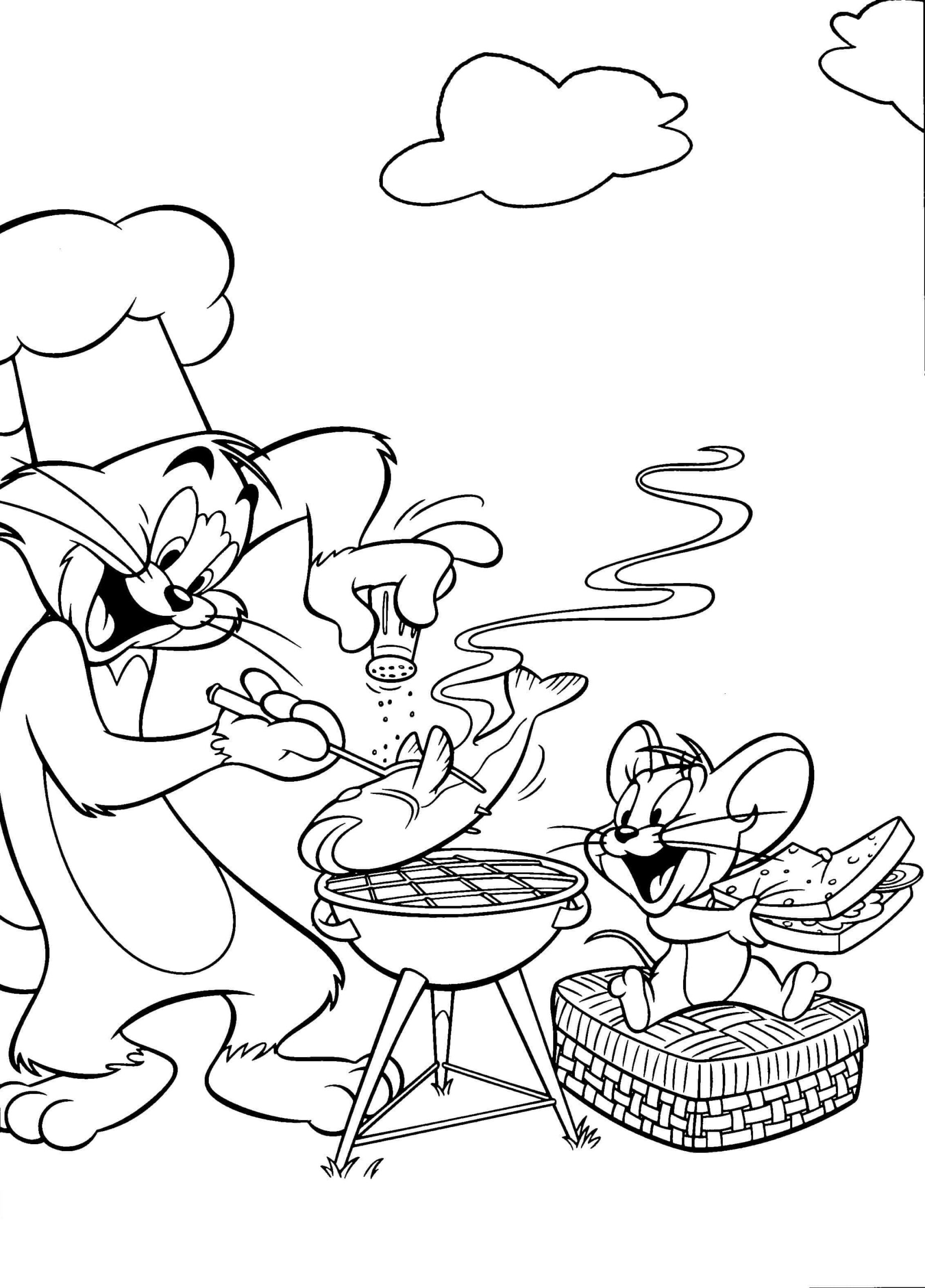 Tom und Jerry gegrillter Fisch