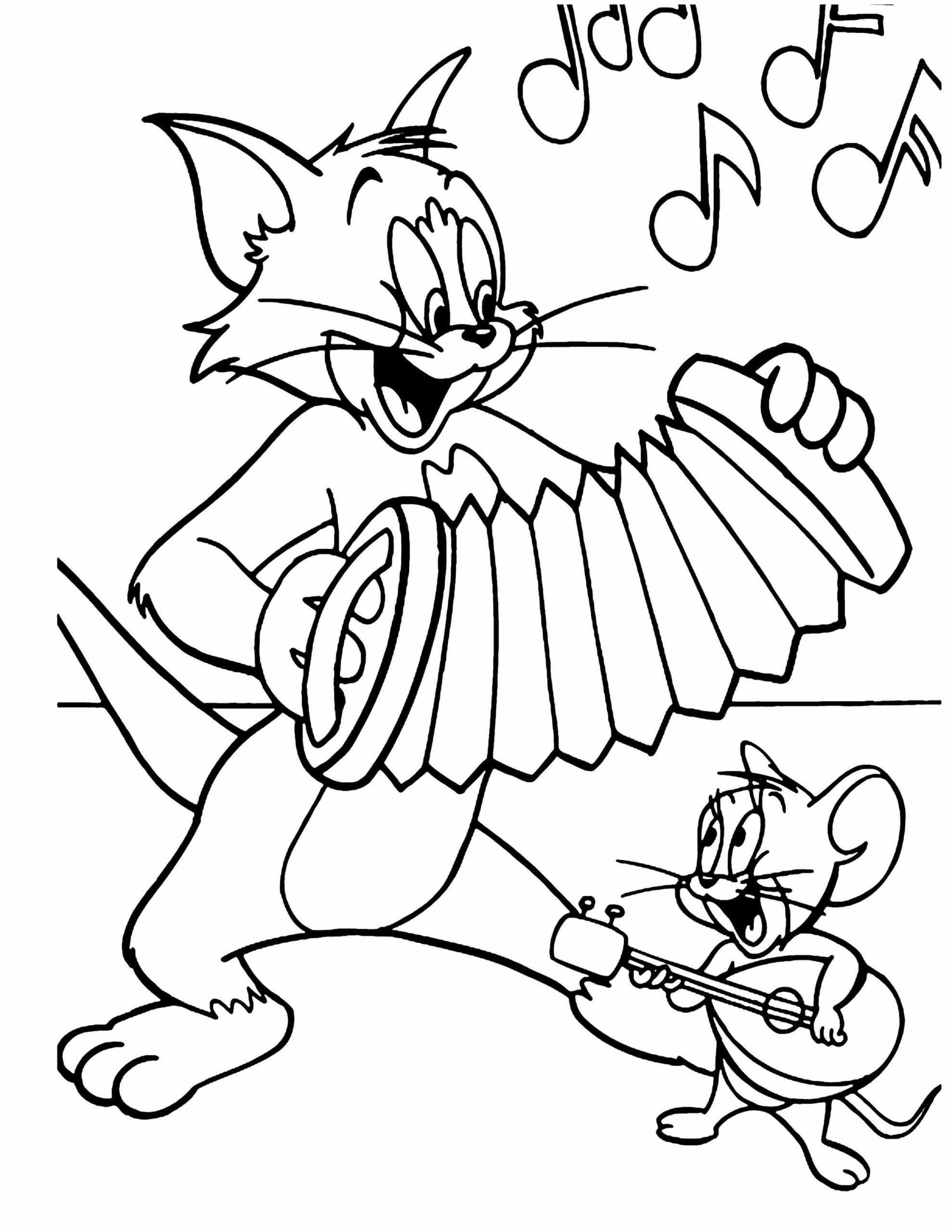 Tom und Jerry spielen Musikinstrumente