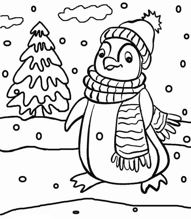 Niedlicher Pinguin im Winter