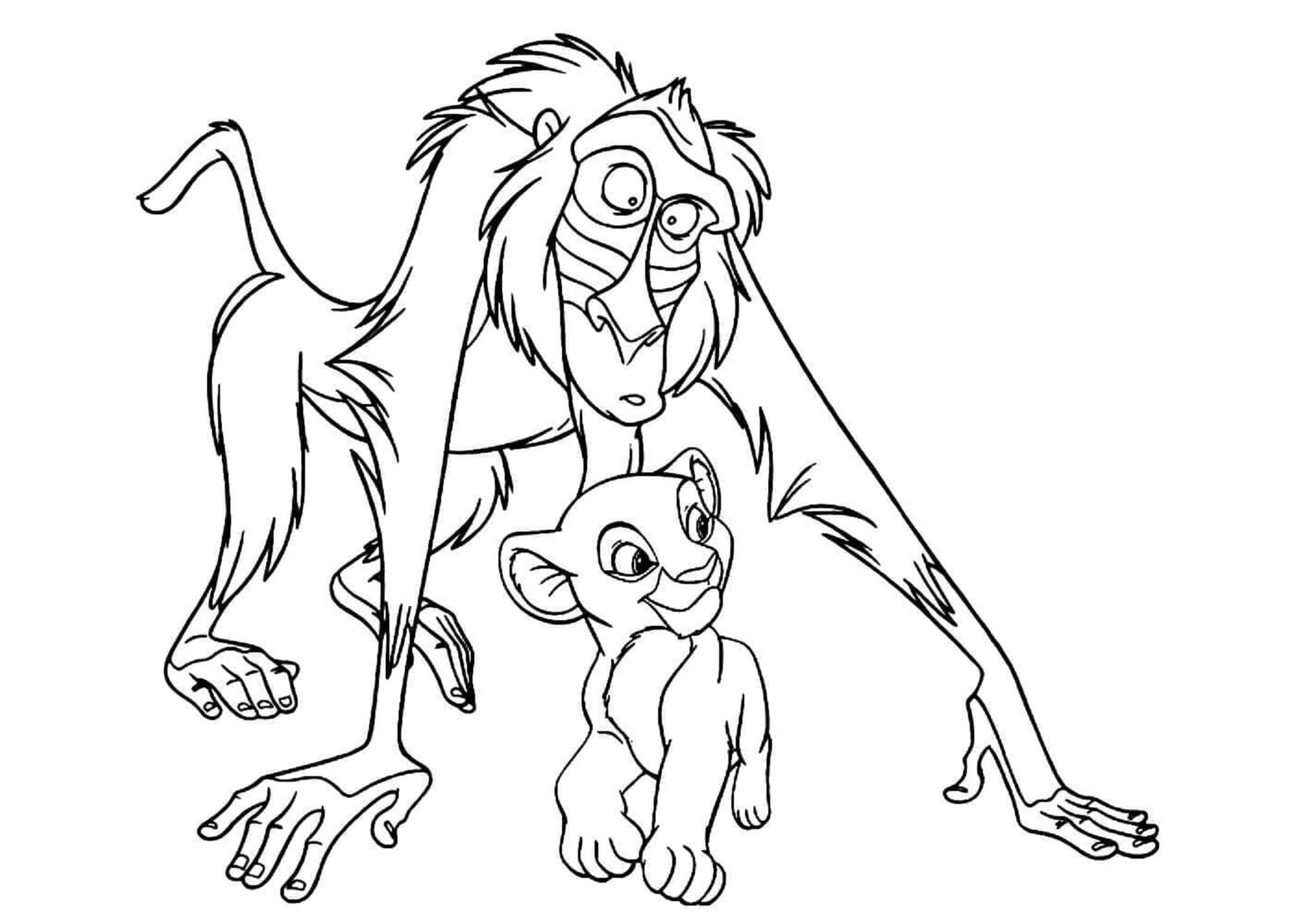 Rafiki mit dem kleinen Simba