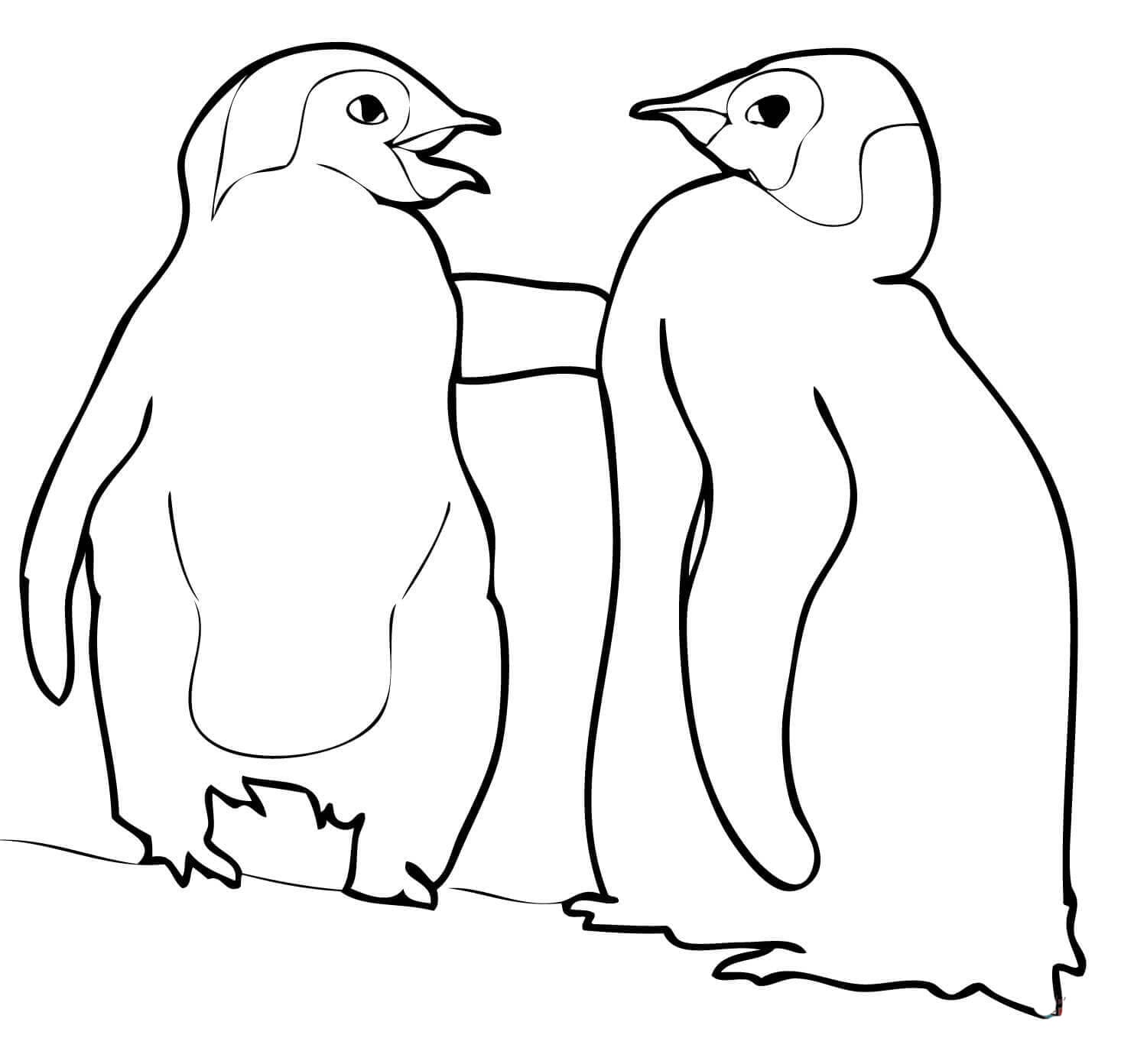 Pinguine sitzen beim Angeln Ausmalbilder. Kostenlos herunterladen