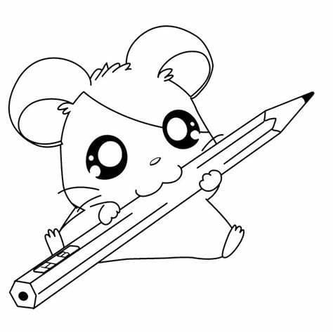 Hamster hält Bleistift