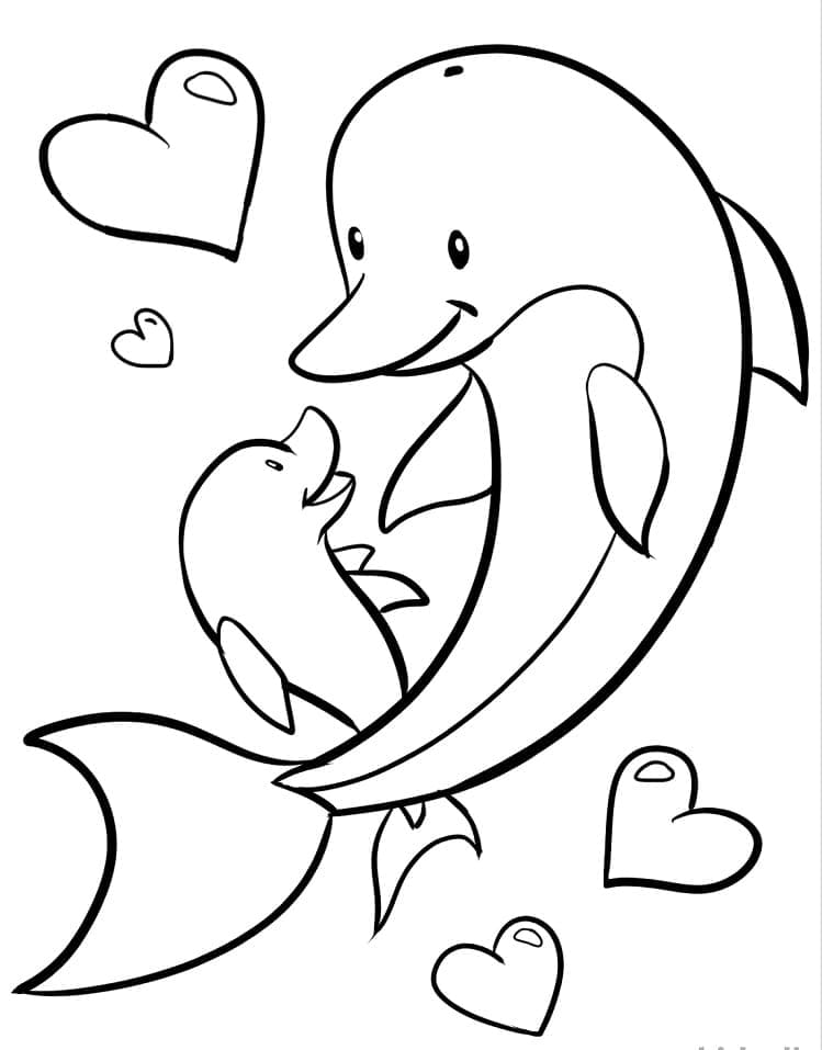 Mutter und Baby-Delfin