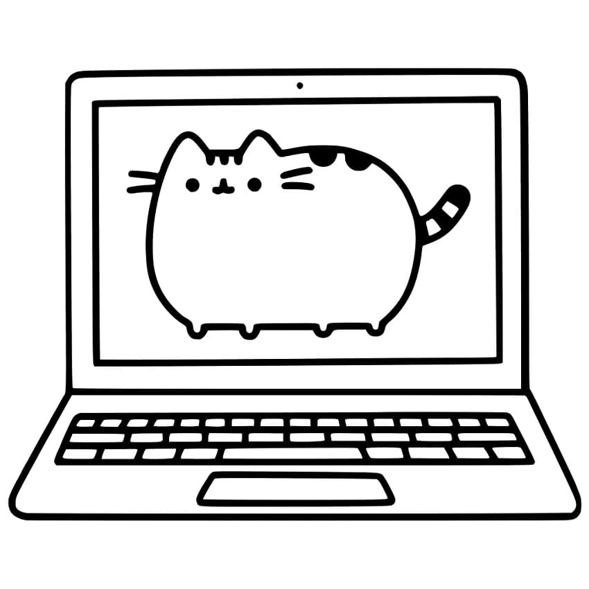 Pusheen auf Laptop