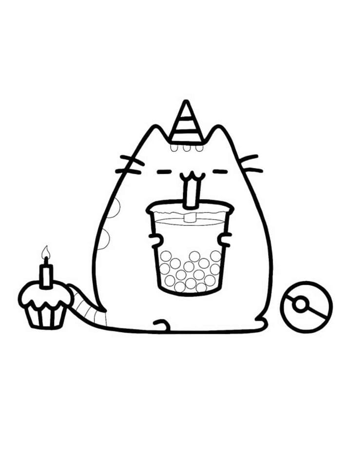 Pusheen mit Milchtee