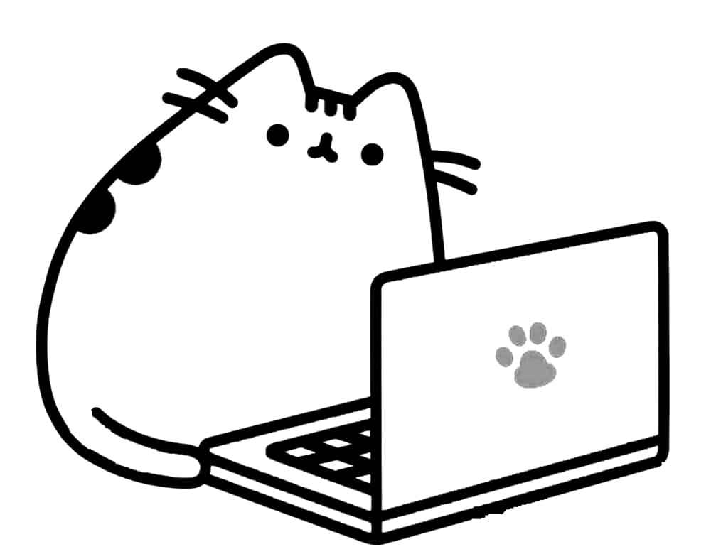 Pusheen und Laptop