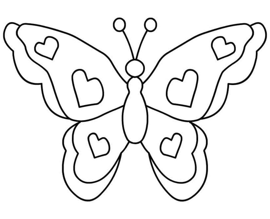 Schmetterling mit Herzen coloring page