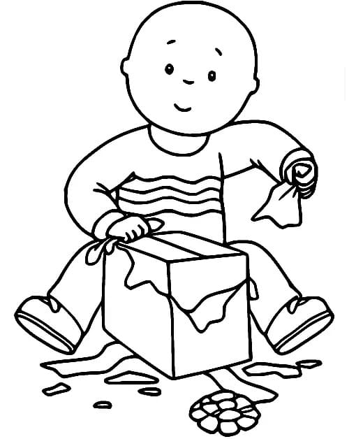 Caillou mit einem Geschenk