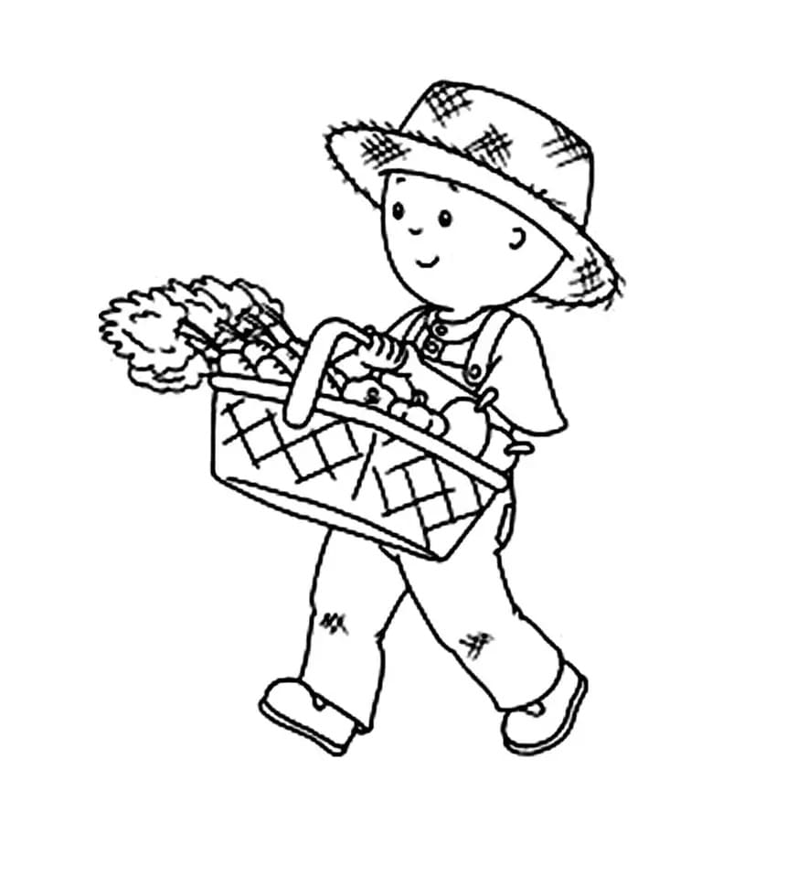 Caillou mit Gemüsekorb