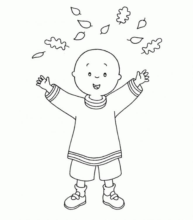 Caillou und Herbstblätter