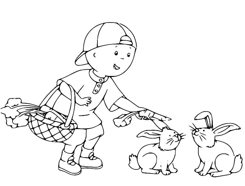 Caillou und süße Kaninchen