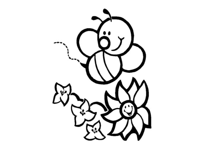 Cartoon-Biene und Blume