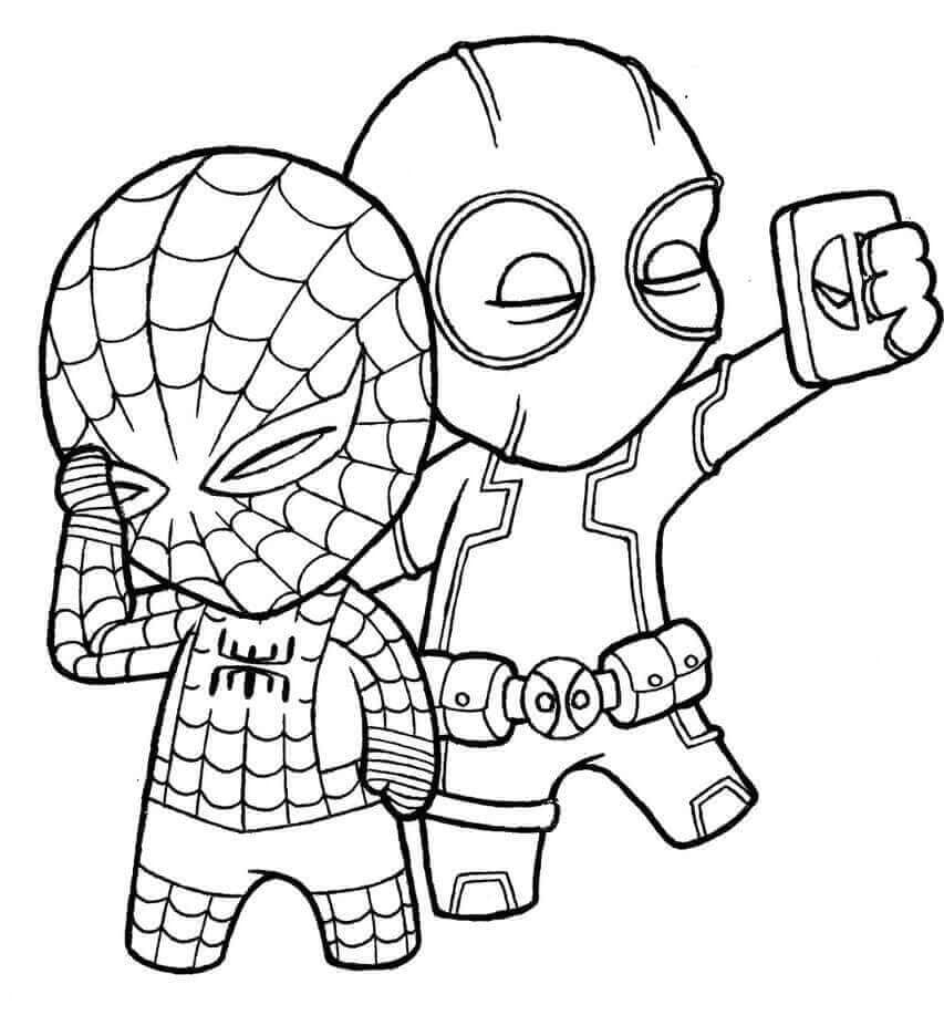 Chibi Spiderman und Deadpool Ausmalbilder. Kostenlos herunterladen ...