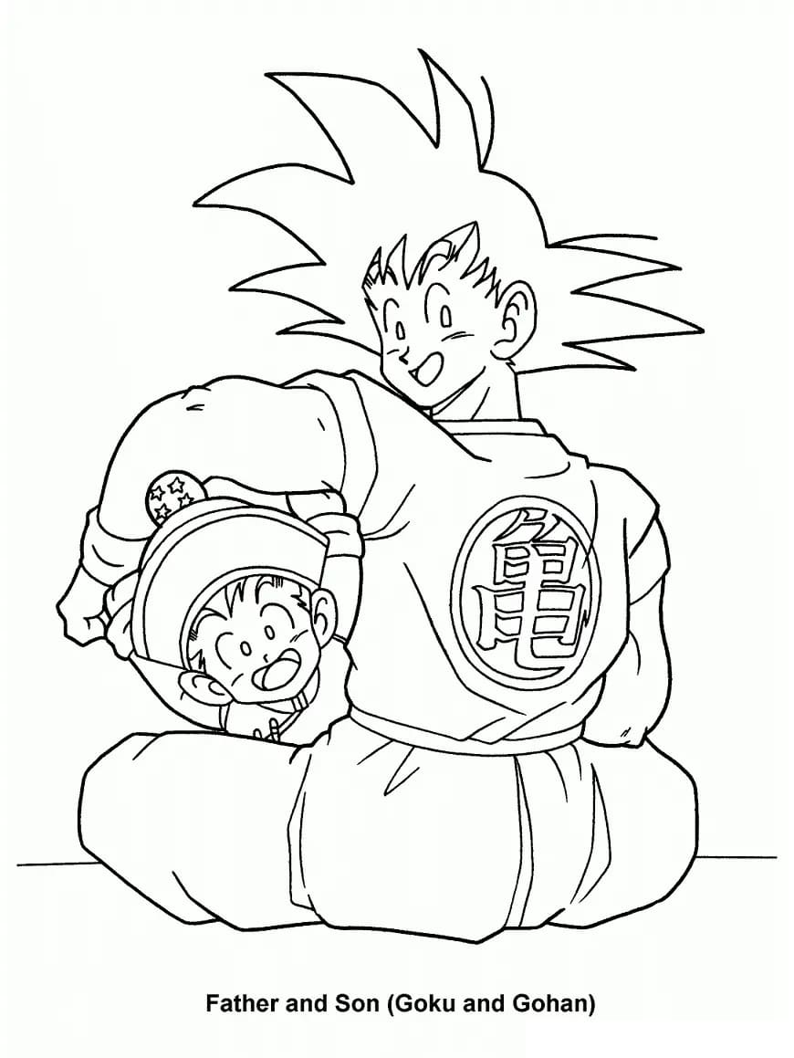 Goku mit Gohan coloring page