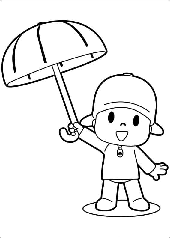 Pocoyo mit Regenschirm