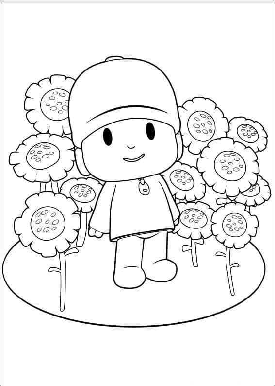 Pocoyo und Blumen