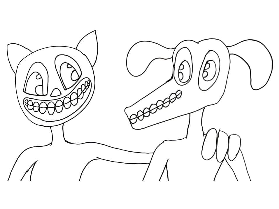 Cartoon Katze und Cartoon Hund