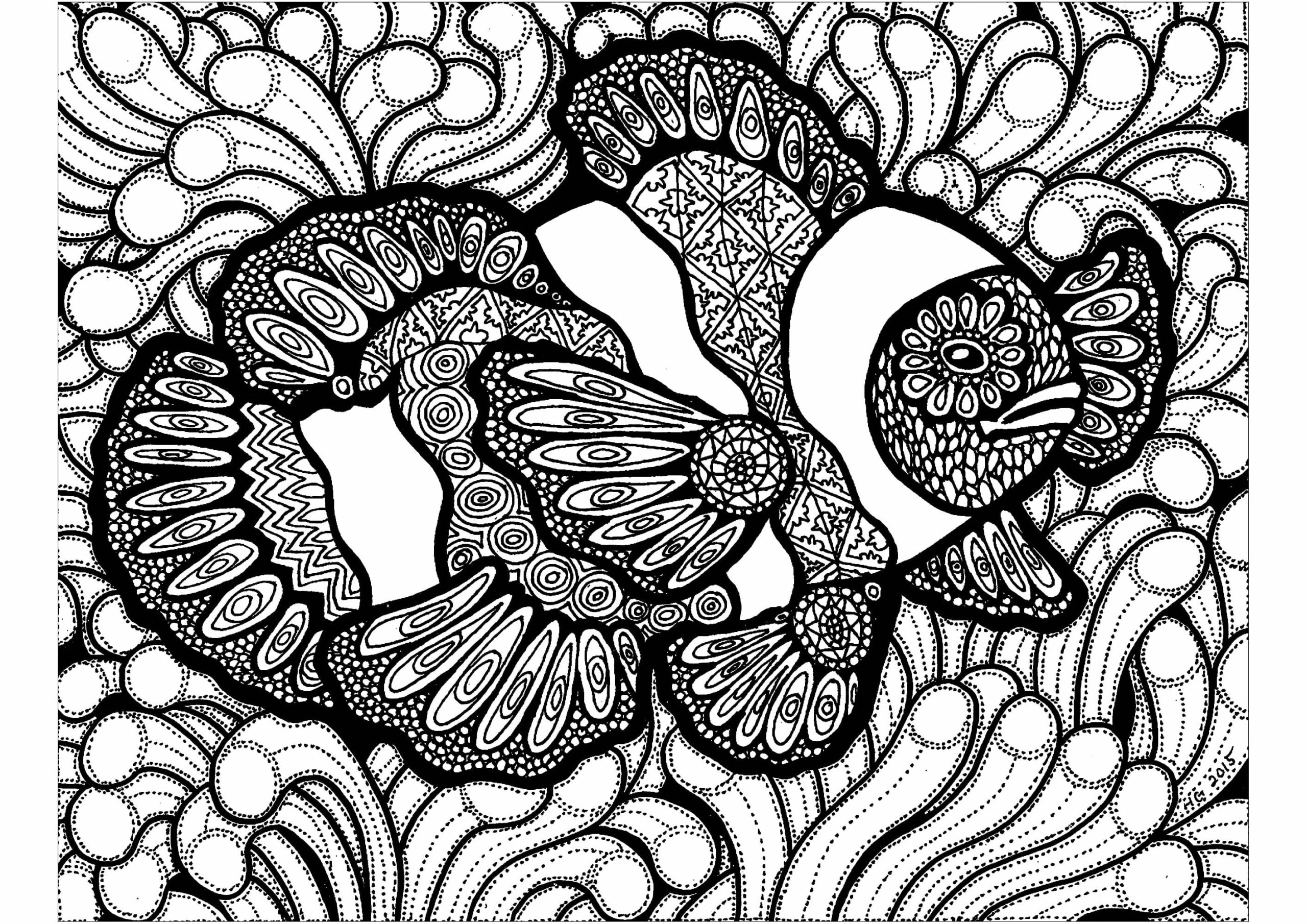 Clownfisch Zentangle