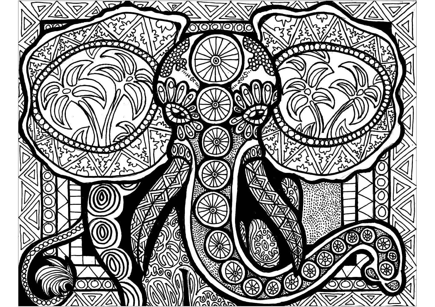 Druckbares Elefanten Zentangle
