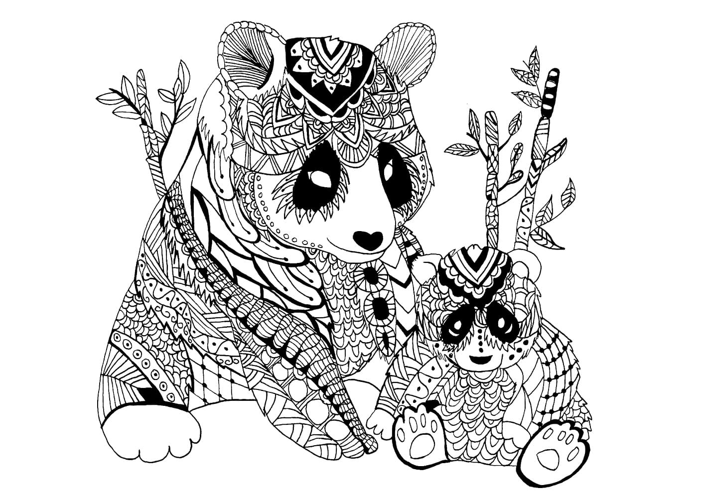 Laden Sie Panda Zentangle herunter