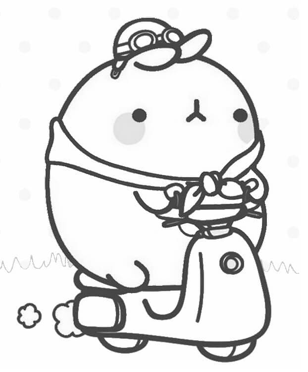 Molang auf Roller