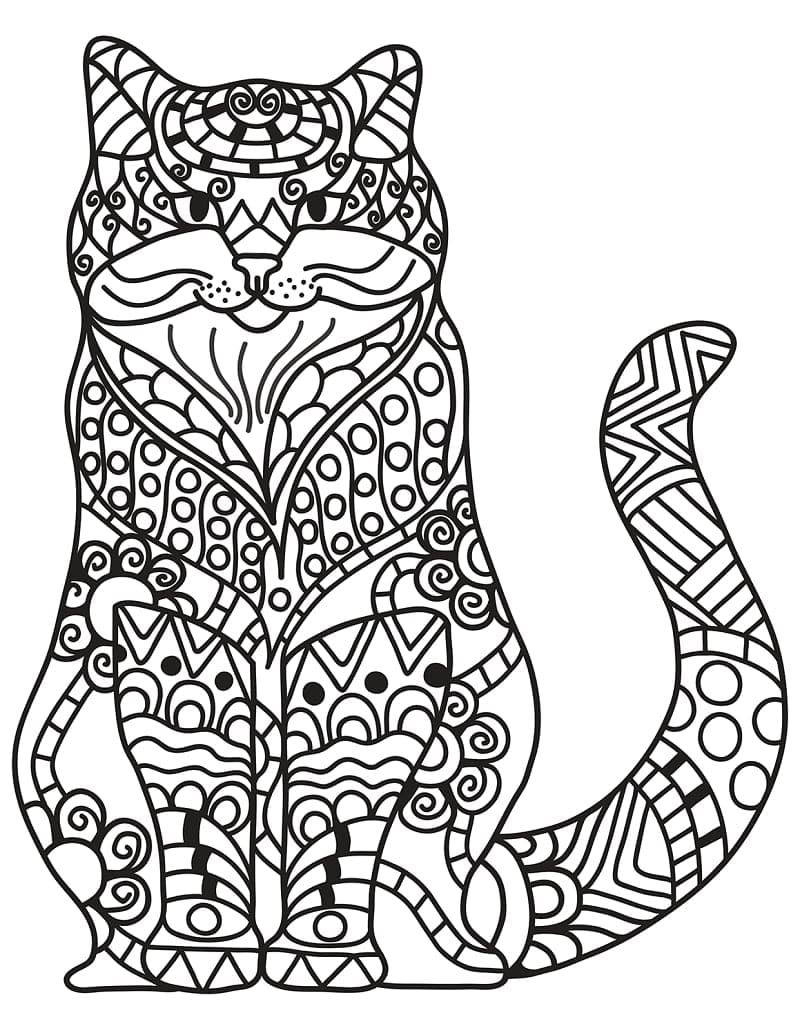 Sitzendes Katzen Zentangle