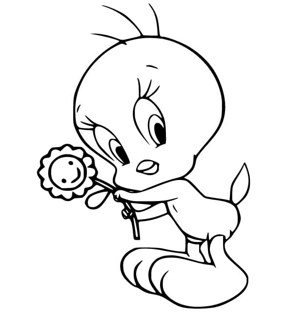 Tweety mit einer Blume