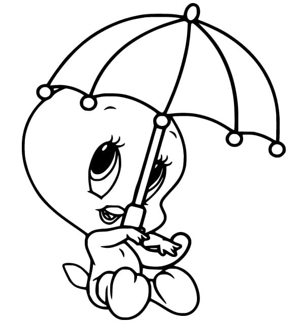 Tweety mit Regenschirm