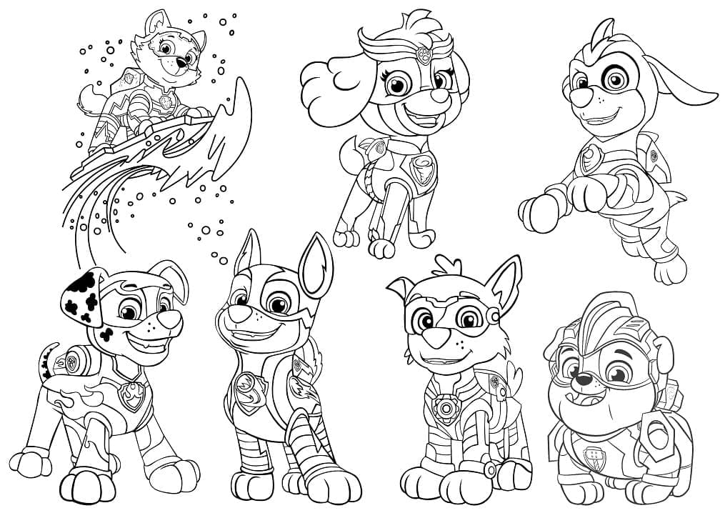 Charaktere in PAW Patrol Mighty Pups coloring page