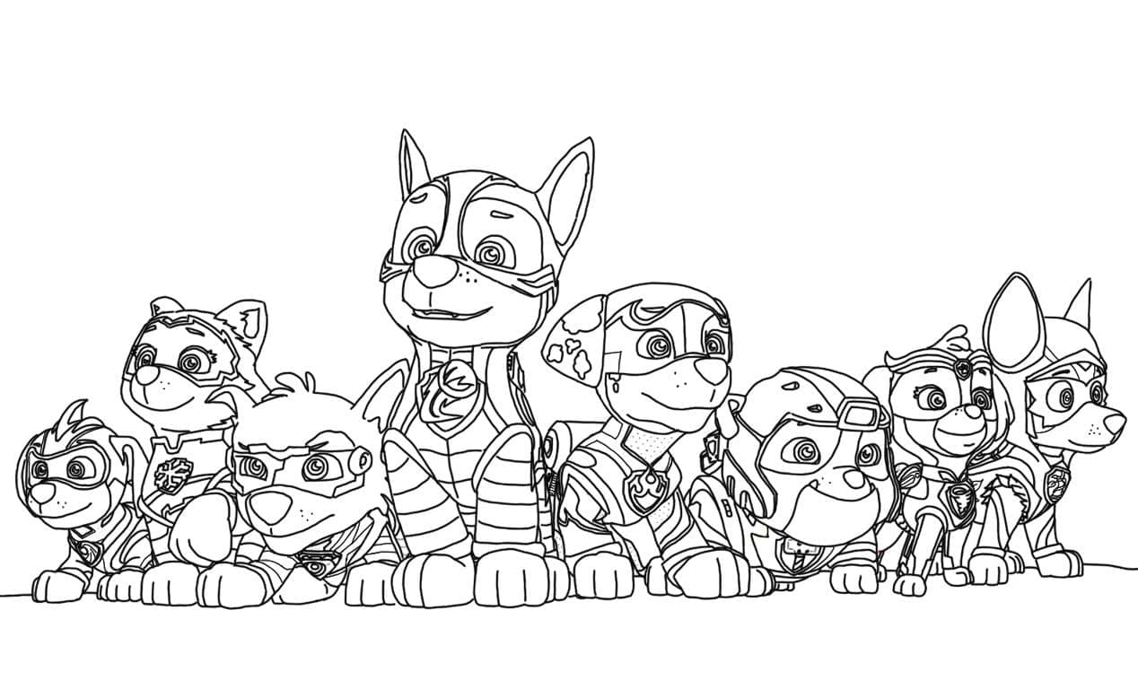 Kostenlose druckbare Mighty Pups coloring page