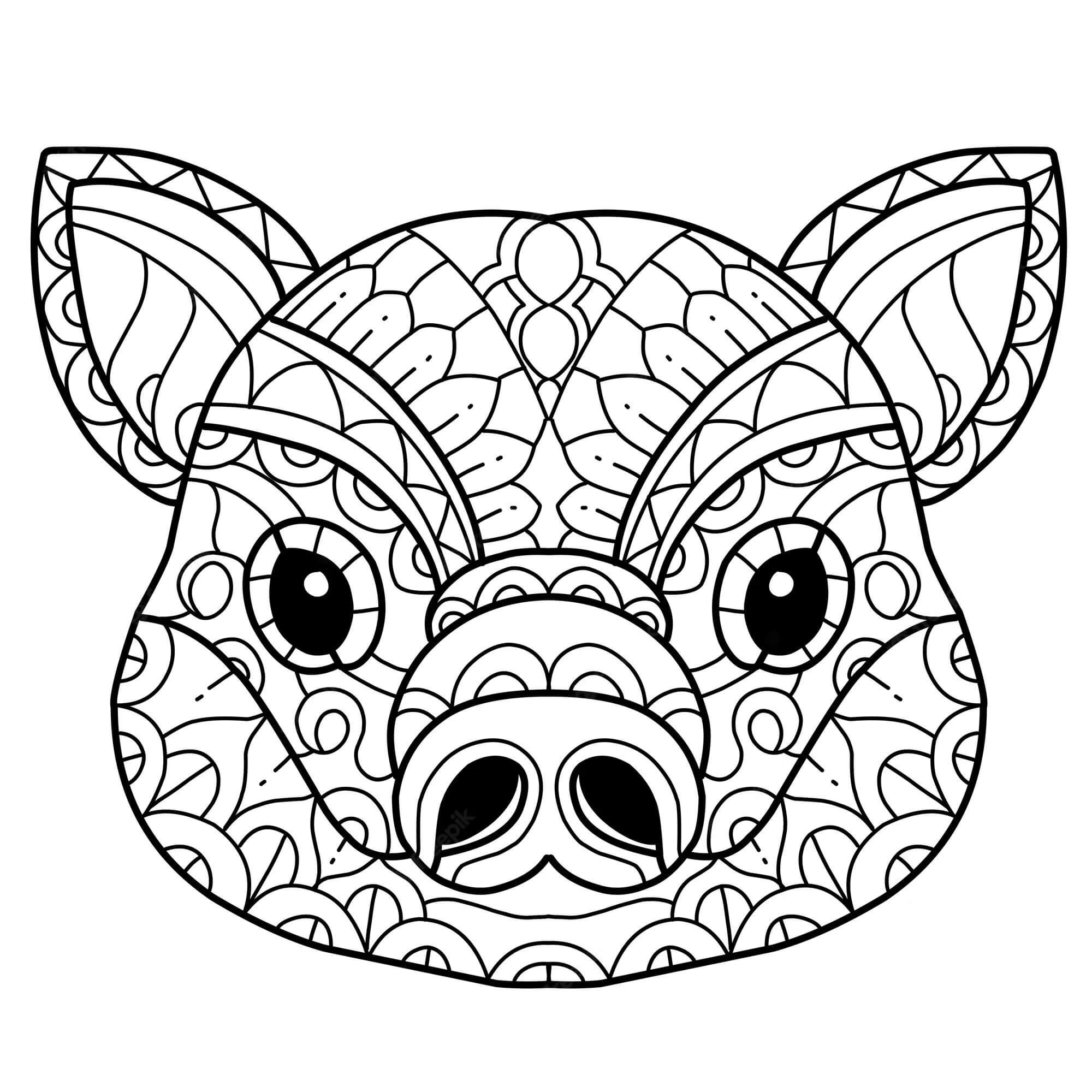 Schwein-Mandala Ausmalbilder | Malvorlagen Schwein-Mandala zum ausdrucken