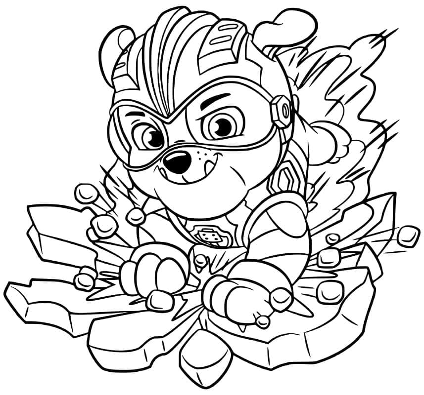 Rubble in PAW Patrol Mighty Pups coloring page