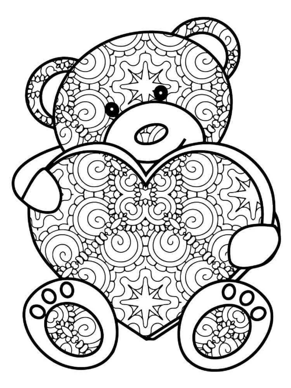 Teddybär mit Herz-Mandalas