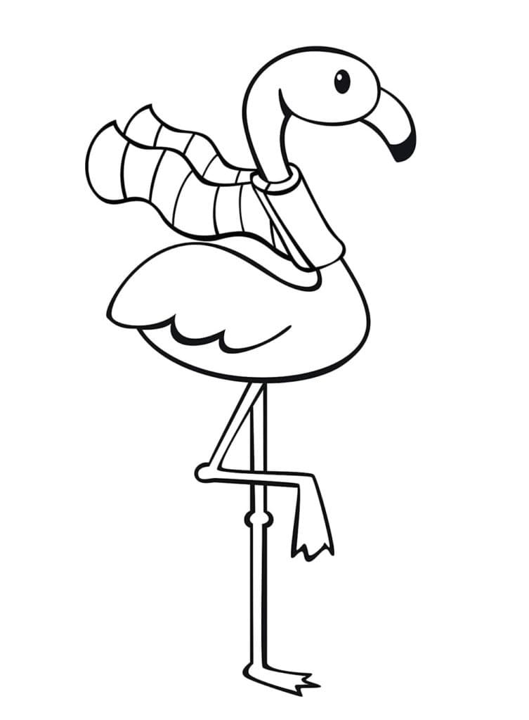 Flamingo trägt Schal