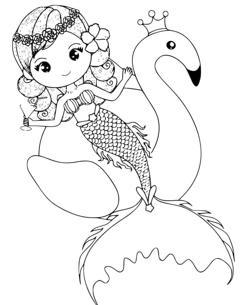 Flamingo und Meerjungfrau