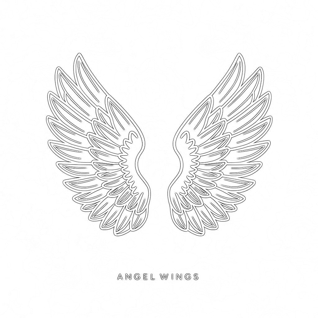 Engelsflügel Basic Ausmalbilder. Kostenlos herunterladen, ausdrucken