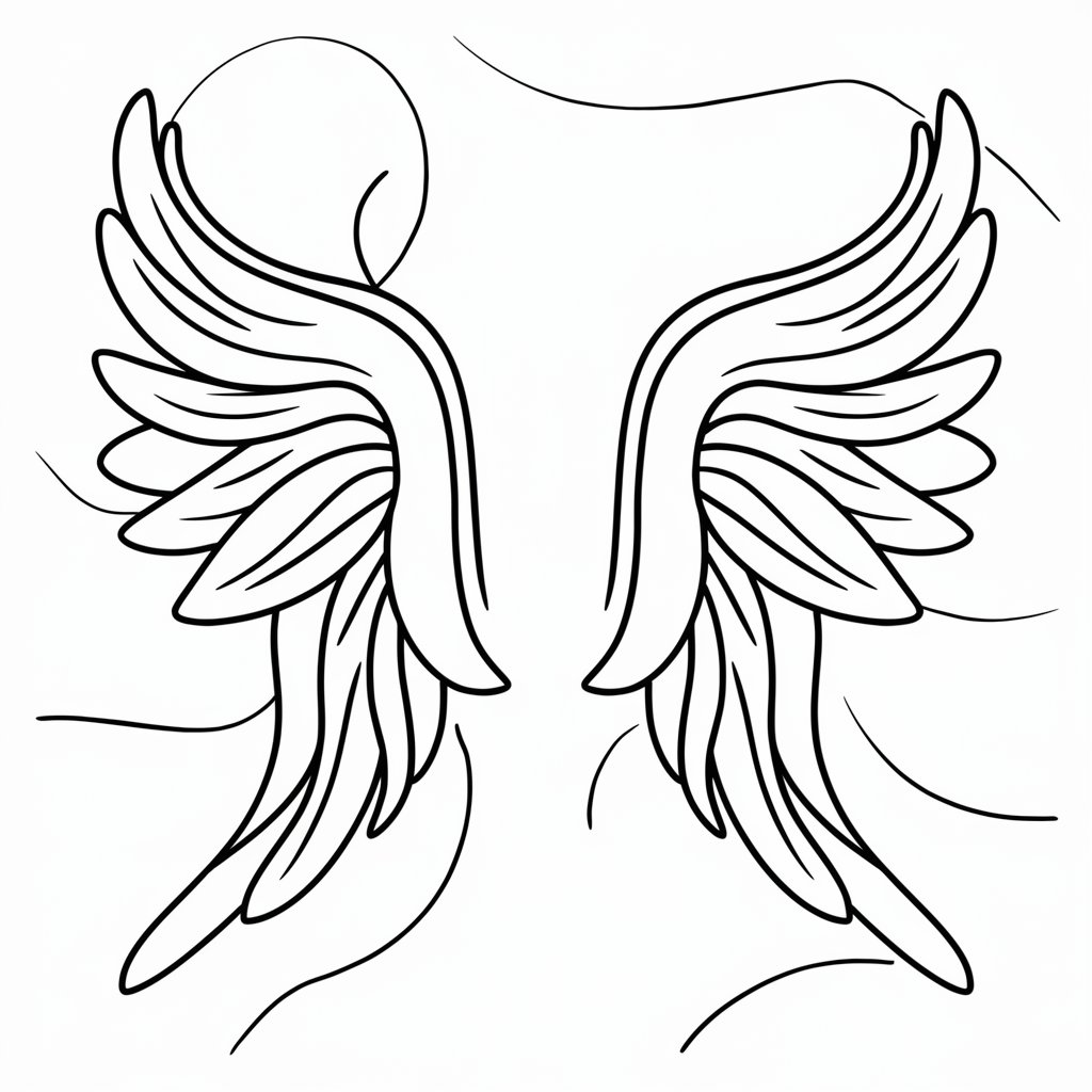 Engelsflügel für Kinder Ausmalbilder. Kostenlos herunterladen