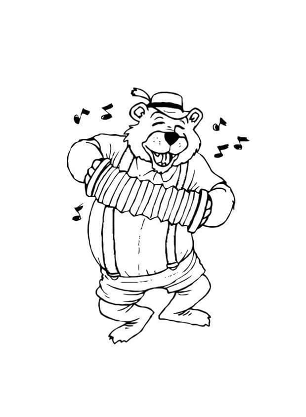Ein Bär spielt ein Akkordeon