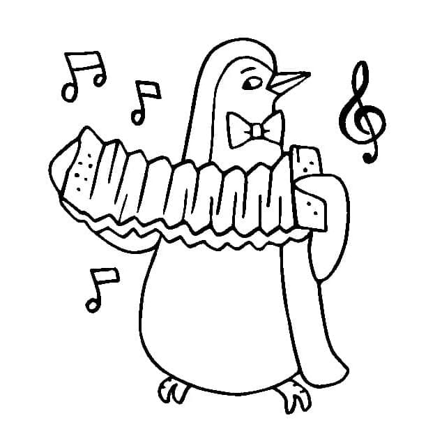 Pinguin spielt Akkordeon