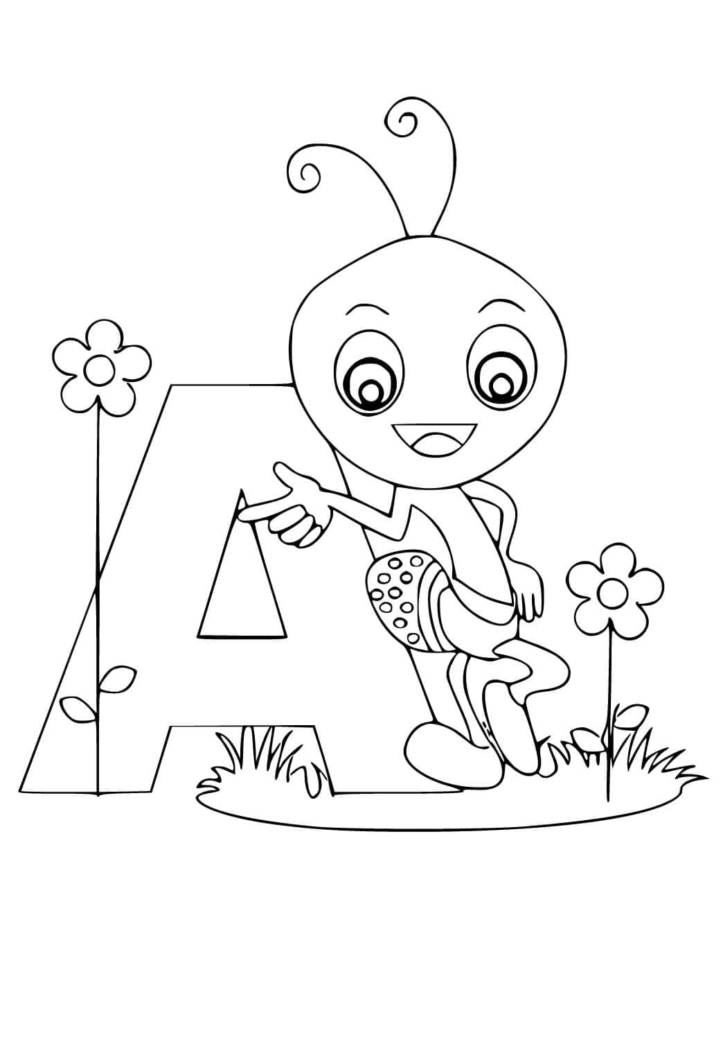 Buchstabe A und Cartoon Ameisen