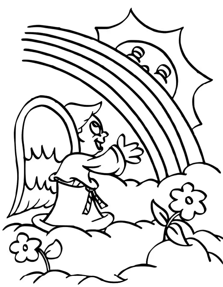 Engel und Regenbogen