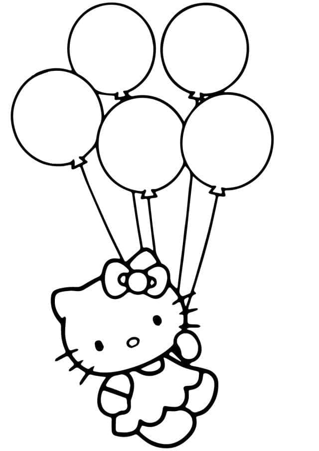 Hello Kitty With Luftballons coloring page